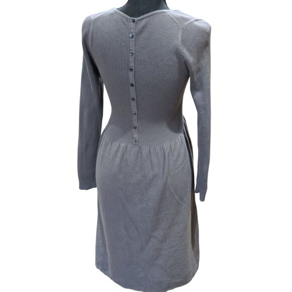 Boden Womens Ribbed Long-Sleeve Button-Back Knit Dress Gray Wool-Cotton Size 6R - Picture 5 of 9